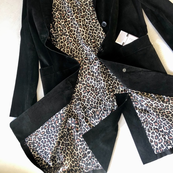 Karen Kane mid-length black suede jacket